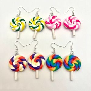Lollipop Earrings - Sucker Earrings - Candy Earrings - Rainbow Pride Earrings
